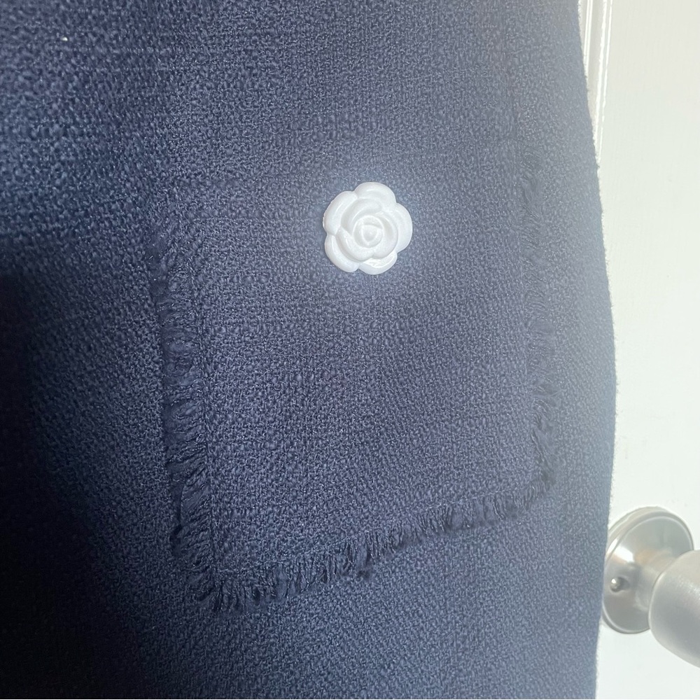 Tweed Pocket Navy Blue Dress - Picture 6 of 9